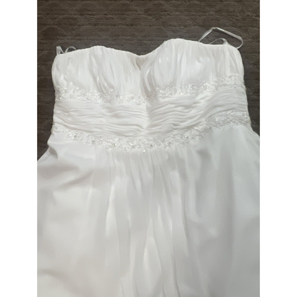 David's Bridal Plus Size 22 Strapless Beaded Wedding Dress Gown Veil Tiara